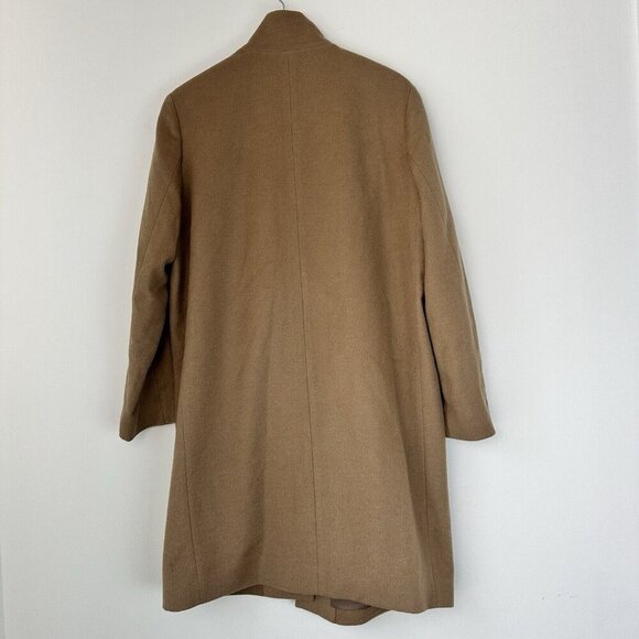 Uniqlo Coat Womens XL Camel Tan Wool Cashmere Stand Collar Mock Neck Classic - Picture 4 of 12